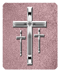 DF35 517 SL SH OR Silver 3 Crosses Shimmer Orchid Background